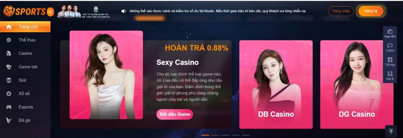C&aacute;c sảnh chơi casino tại vsport
